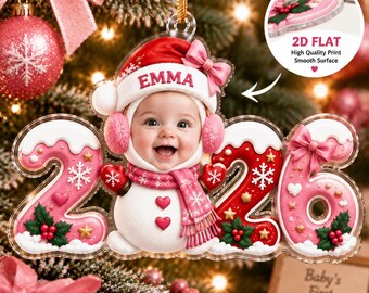 Personalized Baby First Christmas Ornament, Custom Photo Christmas Ornament, Baby 2026 Keepsake, Newborn Holiday Gift, Family Tree Decor