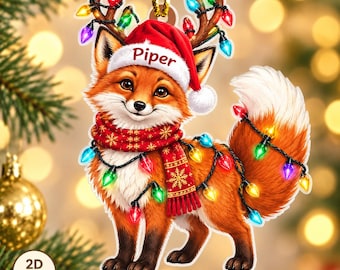 Personalized Fox Christmas Ornament, Custom Name Fox Ornament, 2D Flat Woodland Animal Decor, Fox Lover Gift, Wildlife Holiday Keepsake 2026
