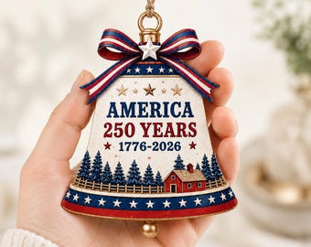 Decorazione per il 250° anniversario della libertà degli Stati Uniti (1776-2026), ornamento patriottico a forma di campana, decorazione natalizia per il quinquennio degli Stati Uniti, regalo per la festa dell'indipendenza