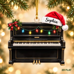 Personalized Piano Christmas Ornament, Custom Name Pianist Gift, Piano Player Ornament, Music Teacher Gift, 2D Flat Holiday Keepsake Gift