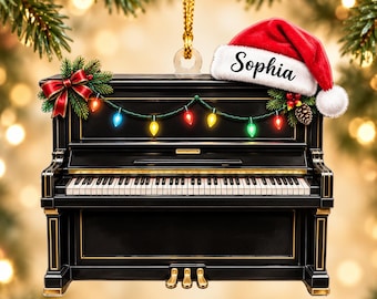 Personalized Piano Christmas Ornament, Custom Name Pianist Gift, Piano Player Ornament, Music Teacher Gift, 2D Flat Holiday Keepsake Gift