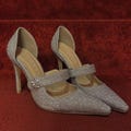 Crystal Flower Bridal Mary Janes | Handmade Silver Glitter Wedding Heels | Custom Made to Order product logo