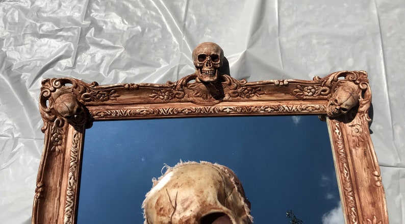 Creepy Haunted Halloween Spooky Gothic Style Skeleton Skull Mirror Prop image 6