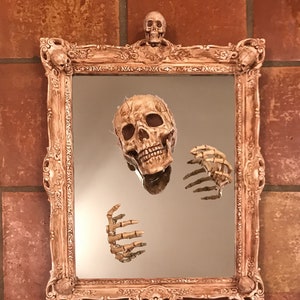 Creepy Haunted Halloween Spooky Gothic Style Skeleton Skull Mirror Prop image 5