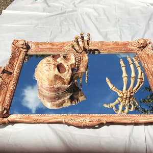 Creepy Haunted Halloween Spooky Gothic Style Skeleton Skull Mirror Prop image 3