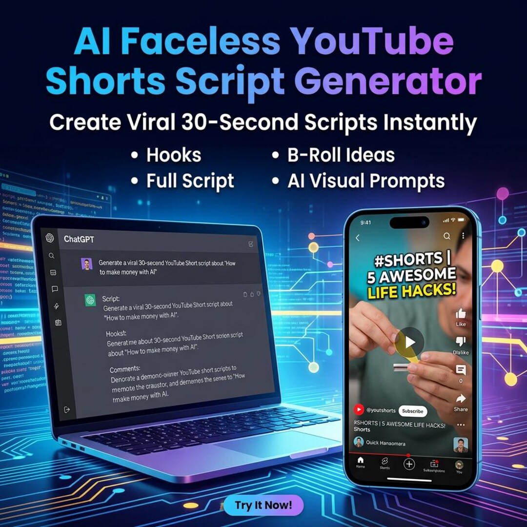 Face Less Video Operator Prompt Faceless Youtube Shorts Script Generator (AI Prompt) - Etsy