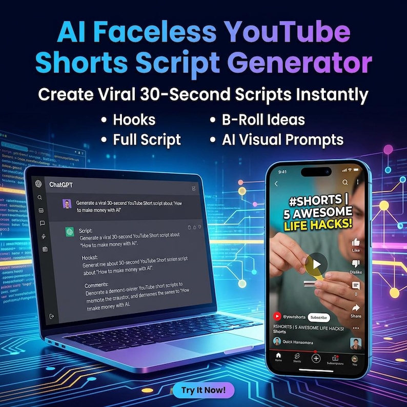 Faceless Youtube Shorts Script Generator (AI Prompt) - Etsy