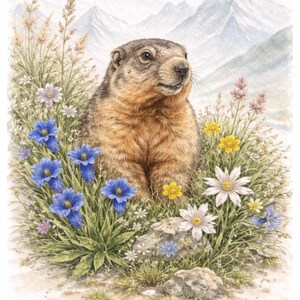 Marmot illustration - Etsy 日本
