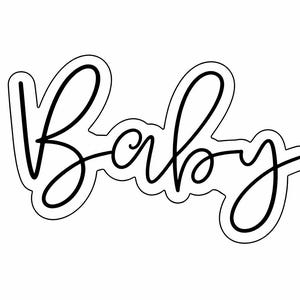 Cortador de galletas con la palabra BABY en cursiva impreso en 3D / Herramienta de repostería de PLA