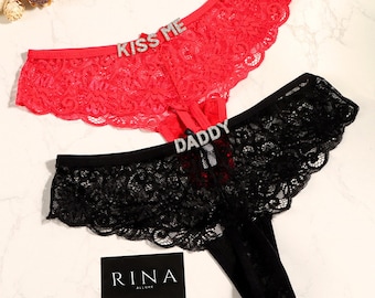 Personalized Thong with Name, Custom Name Thong, Initial Thong, Name G-Strings, Name Underwear, Birthday Gift for Husband, Anniversary Gift