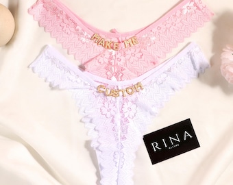 Personalized Lace Thong: Custom Name Lingerie, Bridal Gift