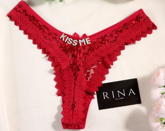 Custom Thong G-strings With Silver Charms Name, Personalized Thong With Name, Custom Thong, Custom Name Thong, Anniversary Gift