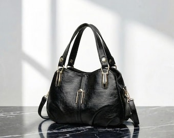 Genuine Luxury Leather Shoulder Bag - Women's Crossbody Top Handle Tote Purse, Elegant Everyday Handbag