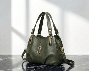 Genuine Luxury Leather Shoulder Bag - Crossbody Top Handle Tote Purse for Women