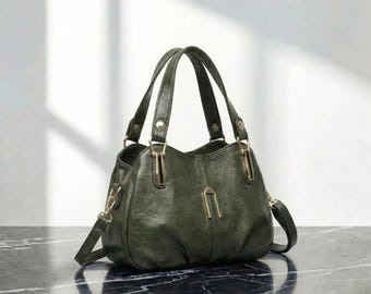 Genuine Luxury Leather Shoulder Bag - Women Crossbody Top Handle Leather Tote Bag, Luxury Minimalist Everyday Handbag