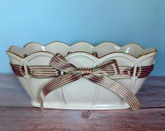 Vintage Lenox durchbohrte Porzellanschale, Band-Detail, Ostersüßigkeitsgericht