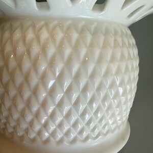 Vintage Imperial Milk Glass Vase, Diamond Point Lace Edge, Mid-Century Home Decor image 7