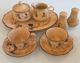 Vintage Franziskaner Bouquet Servierset, Cottagecore Geschirr