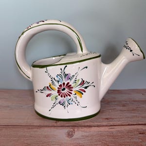 Jay Willfred Hand Painted Floral Ceramic Pitcher, Portugal Spring Decor Vase