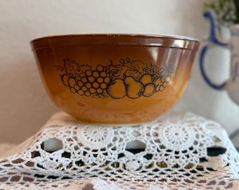 Vintage Pyrex alte Obstgarten Rührschüssel, Mid Century Obstmuster Küchengeschirr