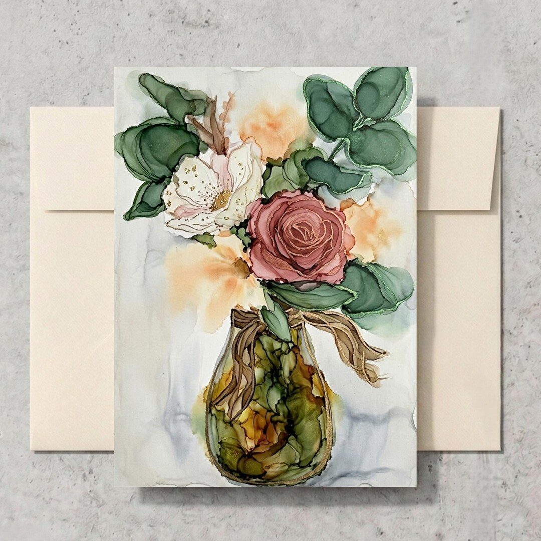 Premium Floral Vase Set of 5 Blank Cards W/envelopes Gift Set ...