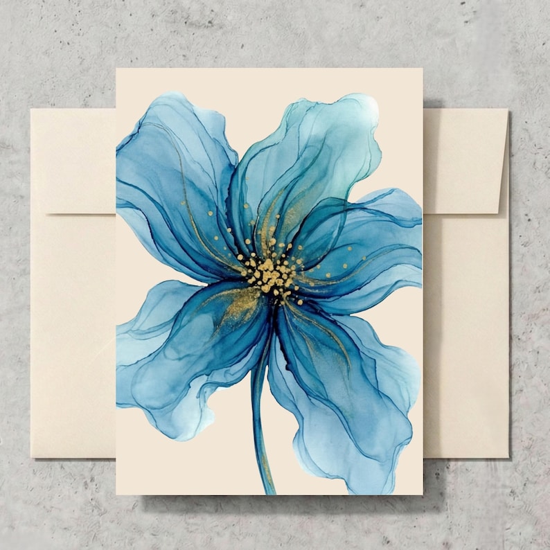 Teal Floral Set of 5 Blank Cards W/envelopes Gift Set Congratulations ...