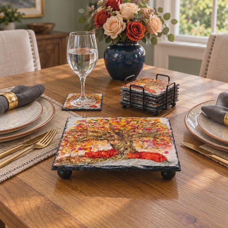 Tree Trivit Pattern Christmas Under 50 Fall Tree Luxury Slate Table Decor Mother-n-law Gift ...