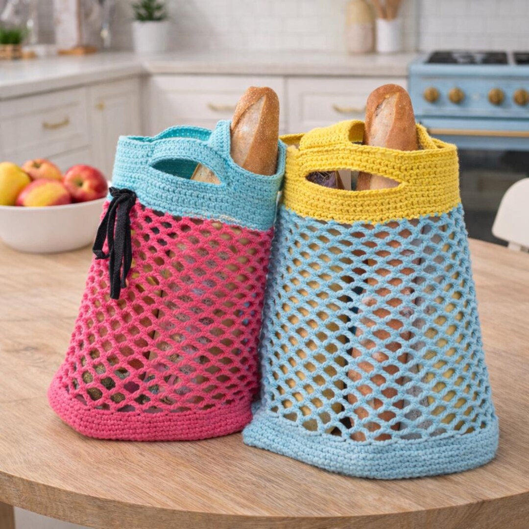 Crochet Market Bag Pattern PDF, Mesh Grocery Shopping Bag Tutorial ...