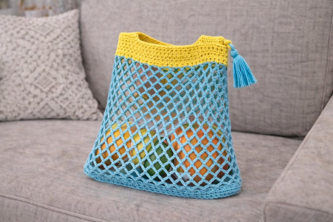 Crochet Mesh Market Bag Pattern PDF, Large Reusable Grocery Tote ...