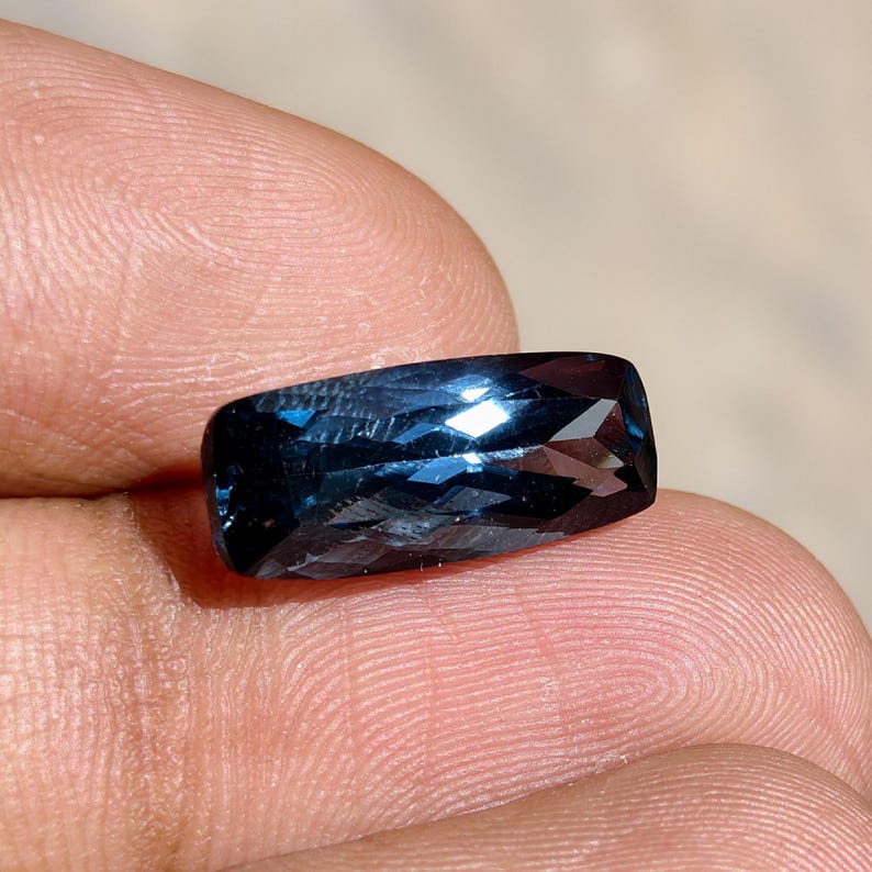 Natural London Blue Topaz Loose Gemstone, Faceted Elongated Cut Stone ...