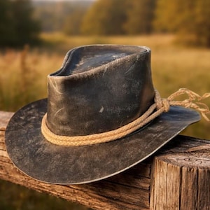 Cappello da fuorilegge in pelle firmato Arthur Morgan – Accessorio da cowboy, perfetto per i fan di RDR2 e per il cosplay