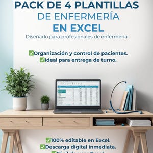 Lot de 4 modèles Excel pour soins infirmiers | Dossiers patients, notes d'évolution, signes vitaux | Modèles Excel pour soins infirmiers | Téléchargement numérique