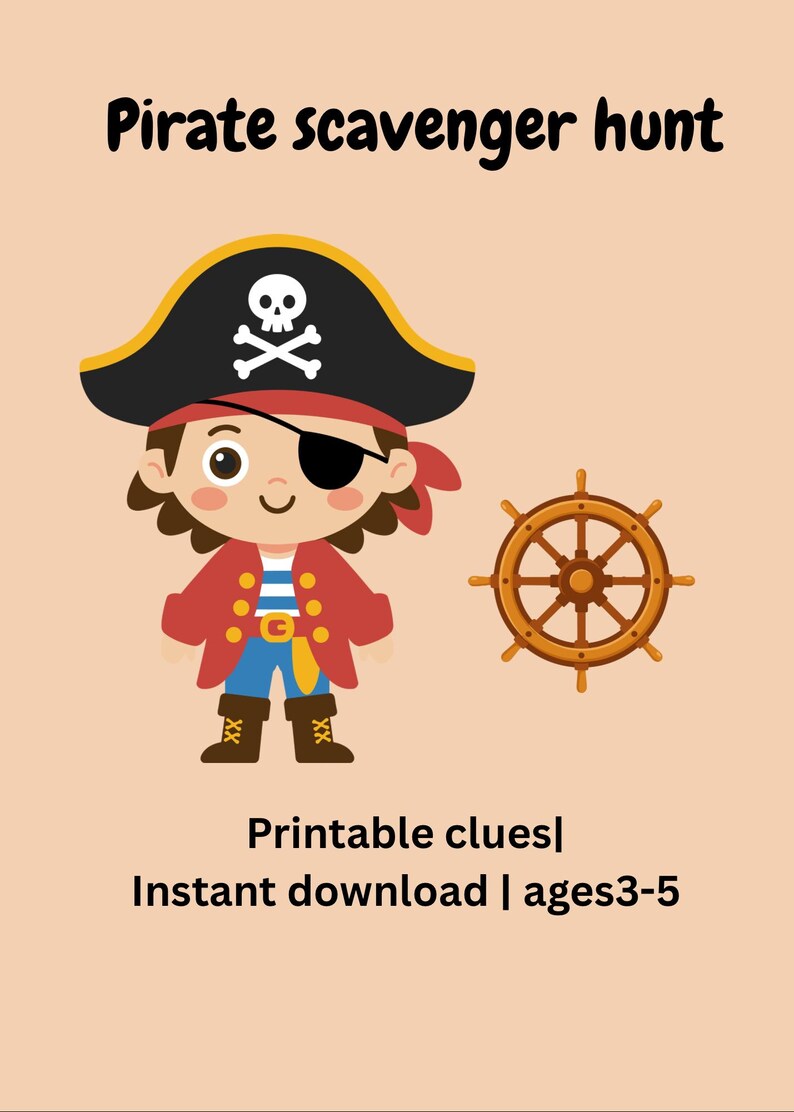 Pirate Scavenger Hunt Printable | Kids Treasure Hunt Clues (digital ...