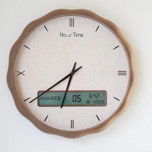 Horloge Murale ALFAJR Adhan – Digitale/analogique, Noir, Avec Alarme