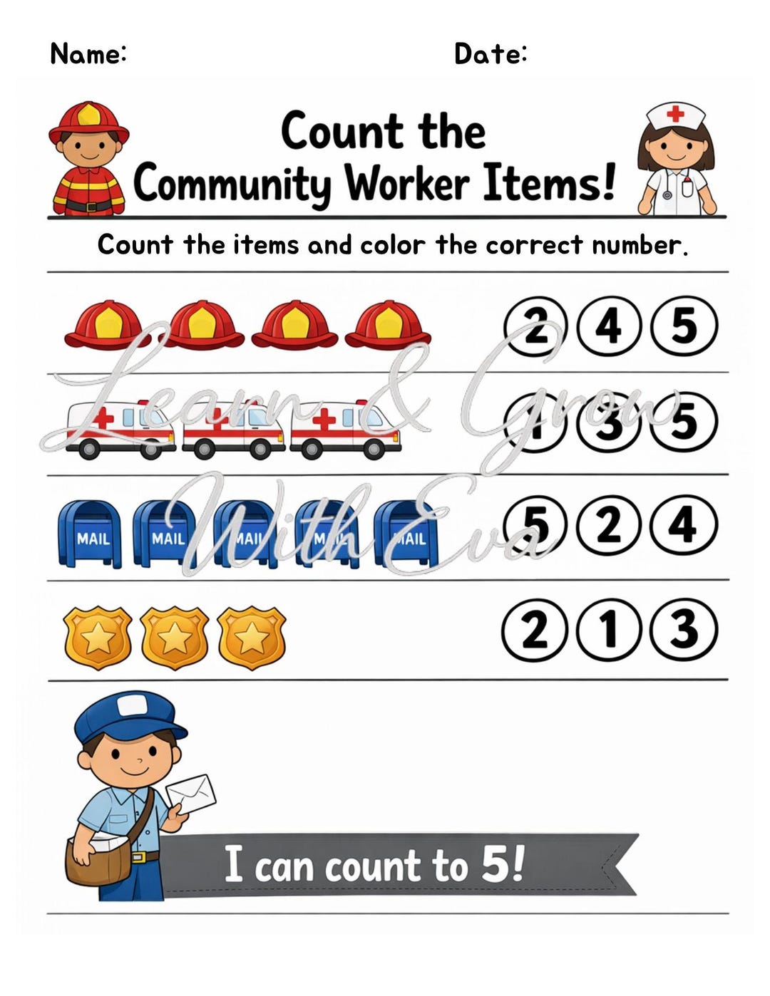 Community Helpers Math Packet | Special Education | Autism | Life ...