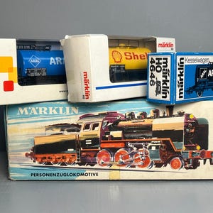 Vintage Märklin HO Steam Locomotive BR24 058 with Tender & ARAL + Shell Tank Cars – 1960s West Germany