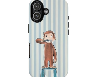 Curious George blue stripes phone case