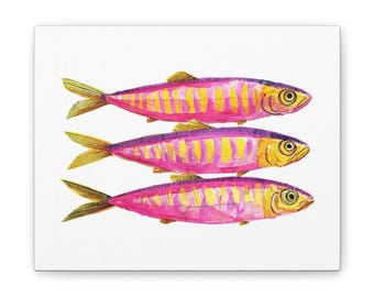 Pink Striped Fish Canvas