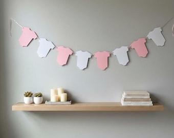 Cardstock Onesie Bodysuit Banner: Baby Shower Garland Decor, Gender Reveal