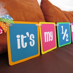Rainbow HALF BIRTHDAY BANNER for Six Month Photos - Photo Prop