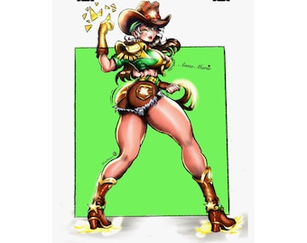 Cowgirl Rogue Inspired Art Print | Western X-Men Wall Art | Southern Superhero Pinup Poster | YoruDrawz