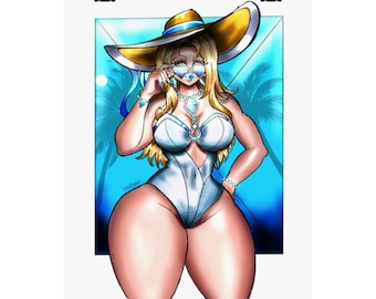 Summer Emma Frost Inspired Art Print I White Queen Comic Wall Art | YoruDrawz
