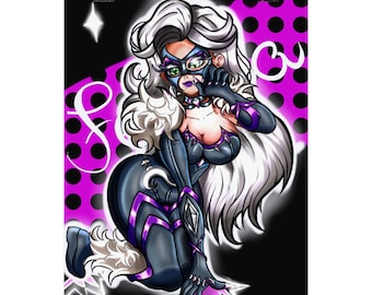 Lámina de anime "Cat Burglar" / Decoración de pared inspirada en un gato negro, tamaño 8x10