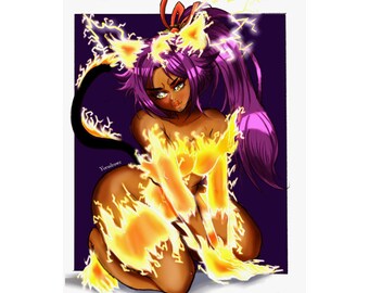 Lámina artística de Yoruichi Shihouin / Fan art de Bleach / Póster de anime de la Diosa del Flash / YoruDrawz