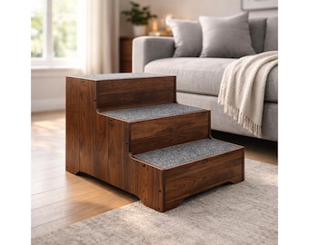 Wooden Pet Stairs Furniture, Extra Wide Steps for Dogs, Non-Slip Pet Ladder