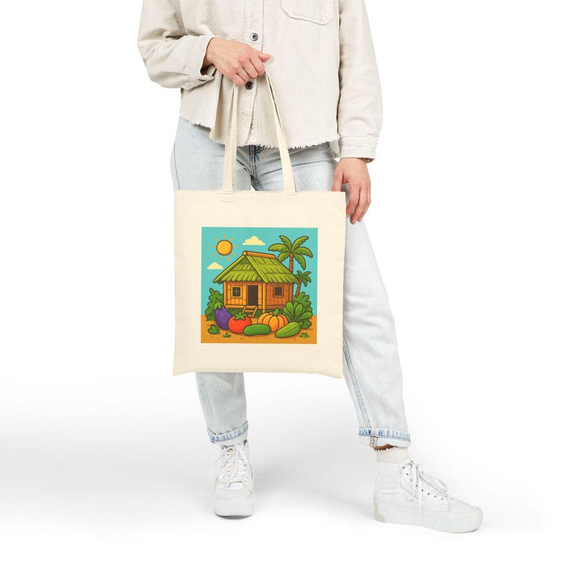 Bahay Kubo Tote | Filipino Culture Canvas Tote | Philippines Inspired Reusable Bag image 9