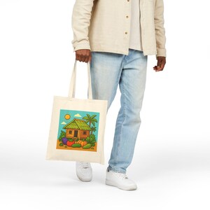 Bahay Kubo Tote | Filipino Culture Canvas Tote | Philippines Inspired Reusable Bag image 7