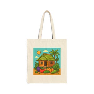 Bahay Kubo Tote | Filipino Culture Canvas Tote | Philippines Inspired Reusable Bag image 11