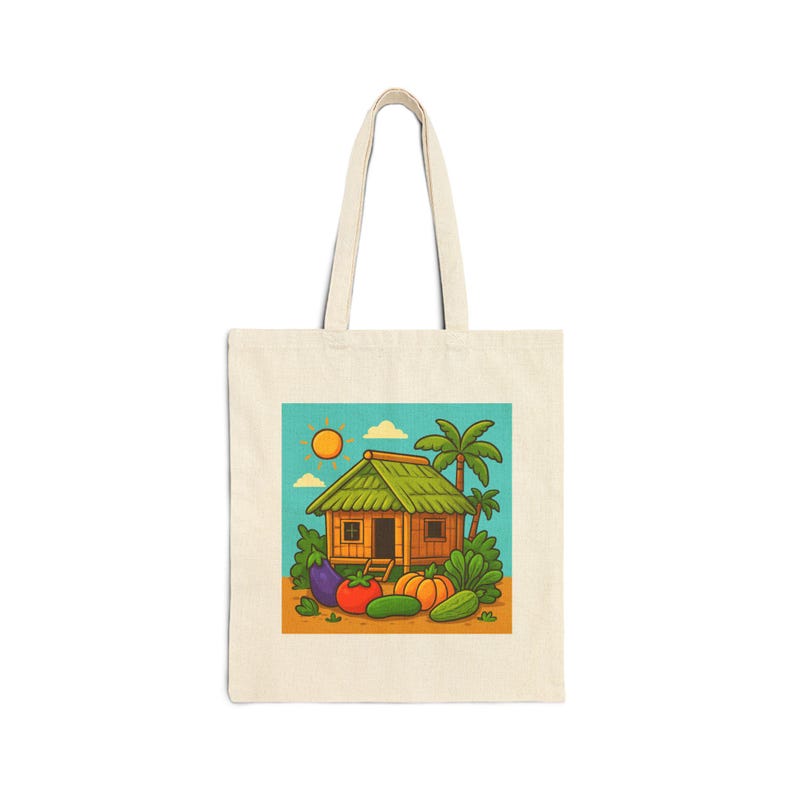 Bahay Kubo Tote | Filipino Culture Canvas Tote | Philippines Inspired Reusable Bag image 11
