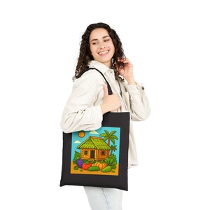 Bahay Kubo Tote | Filipino Culture Canvas Tote | Philippines Inspired Reusable Bag image 13